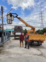 🚧ซ่อมแซมโคมไฟฟ้าสาธารณะที่ชำรุดเสียหายบ้านทุ่งเกวียน